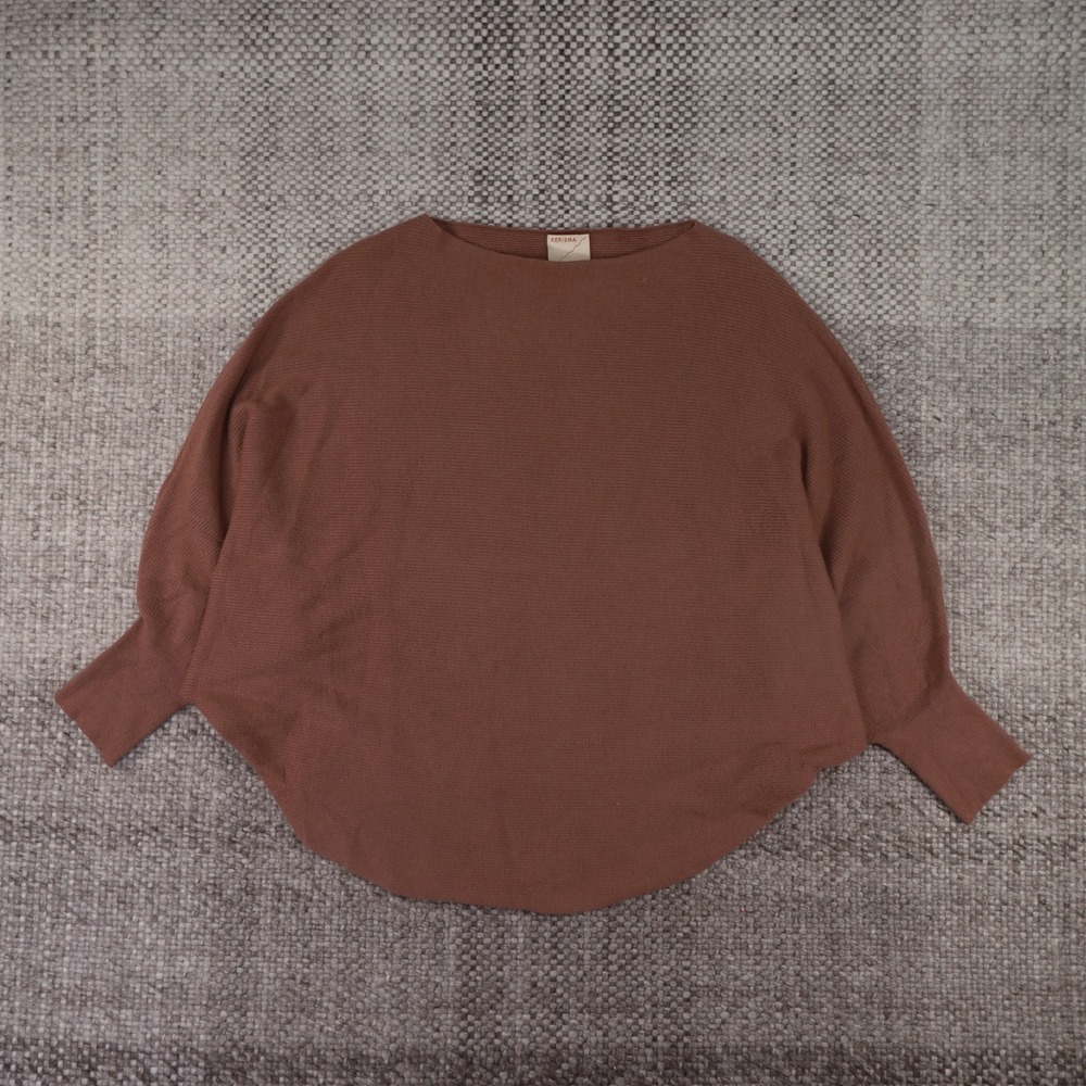 Kerisma Dolman Sleeve Sweater Womens S/M Brown Good Ribbed Boat Neck Batwing